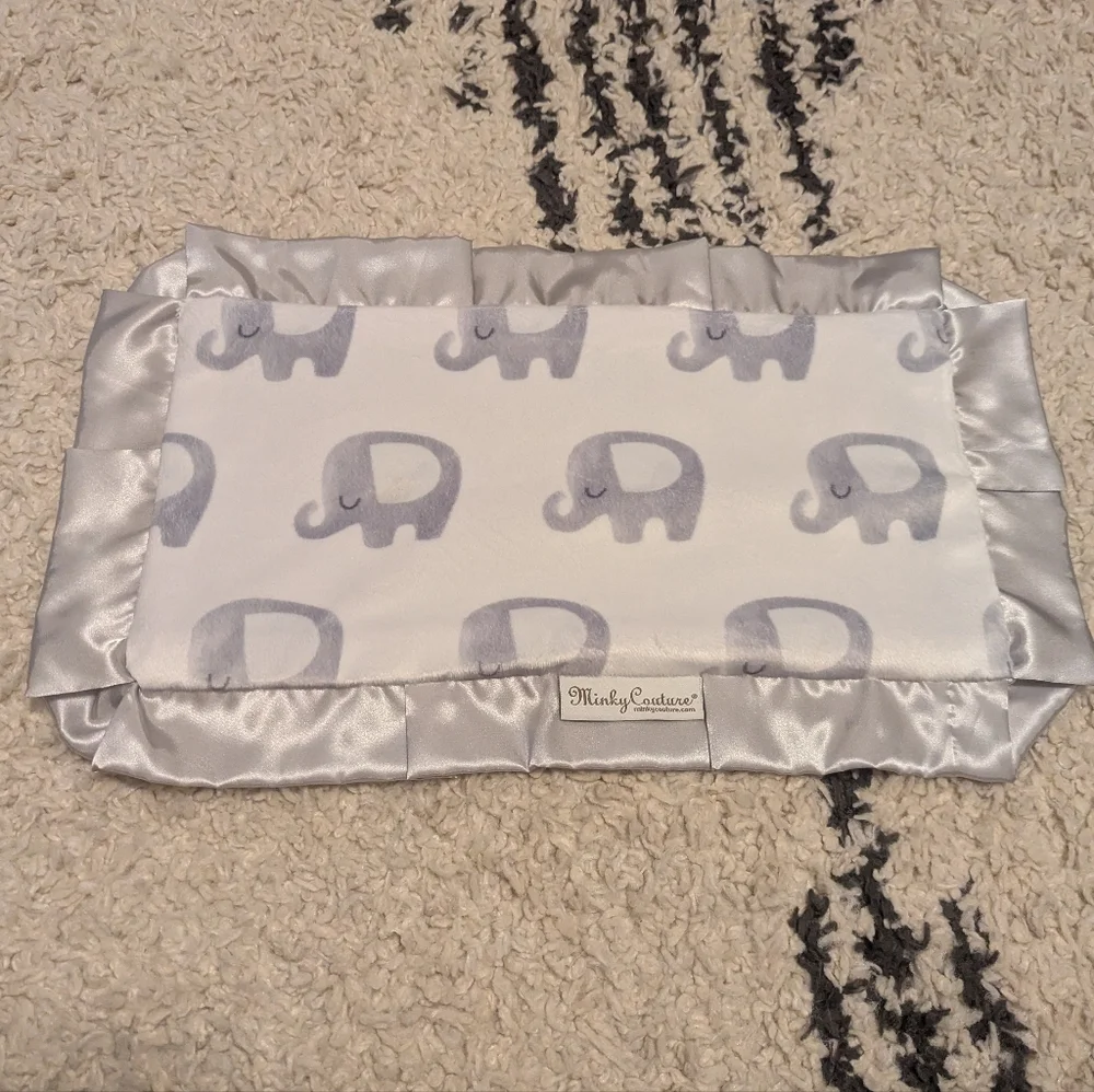 Minky Couture Gray Elephant Baby Blanket